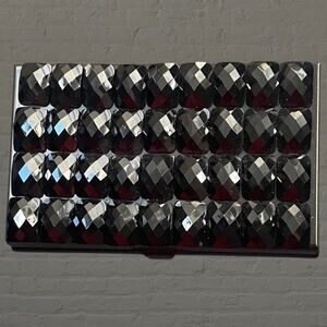 White House Black Market Business Card Holder Compact Mirror Jewel Rhinestone